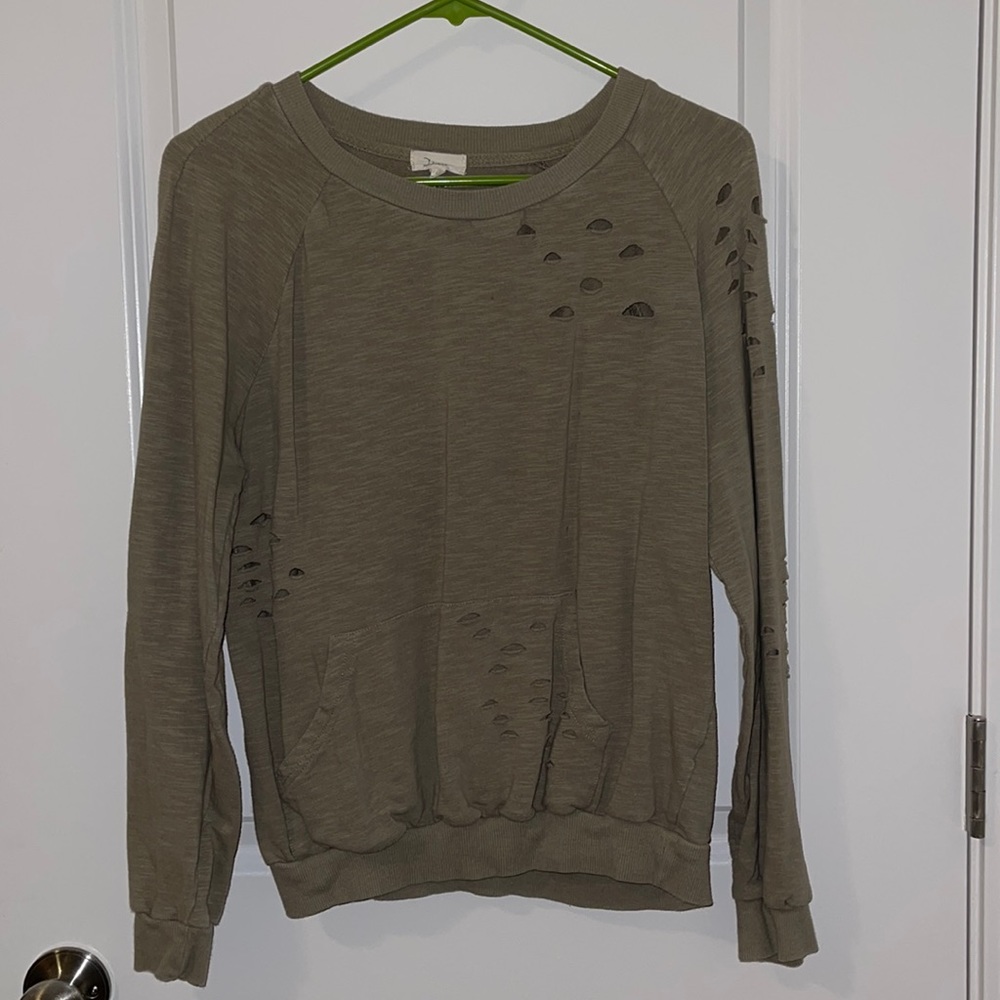 Distressed Green Pullover